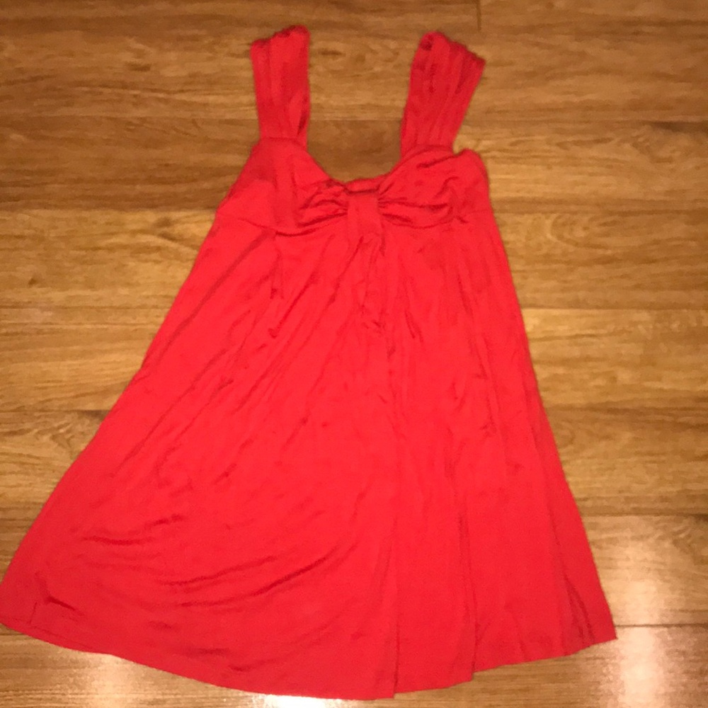 Dress | Cotton | Front bow | Red